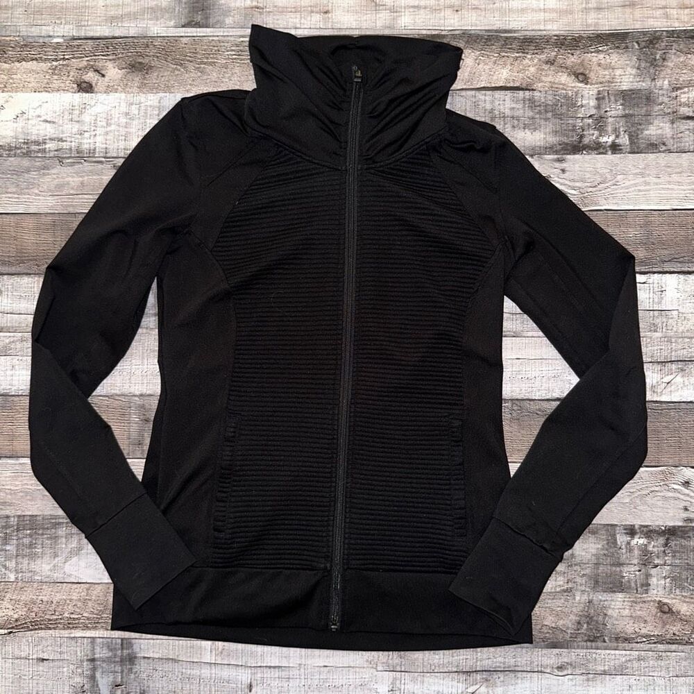 Athleta Stretch & Release Yoga Workout Zip Up Black Jacket | Size M - Picture 2 of 10